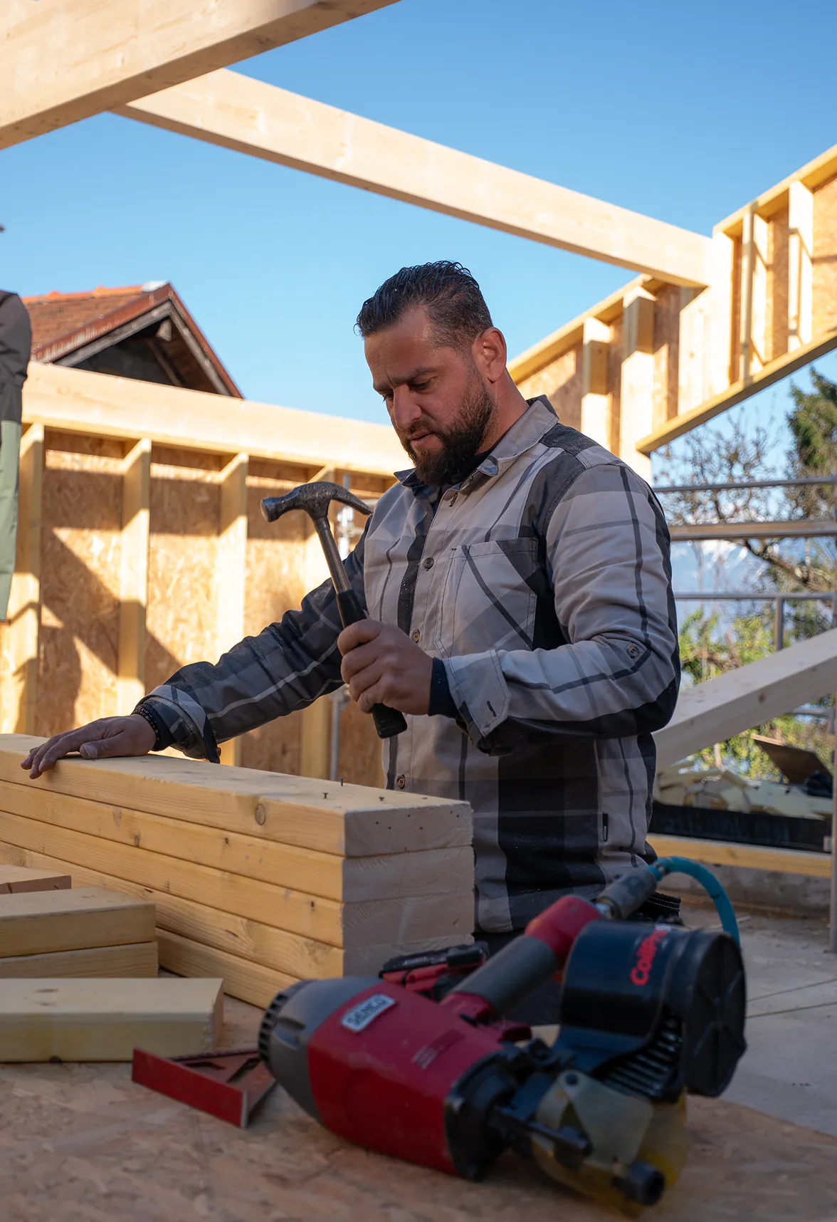 Charpente ossature bois pour extension, Allinges