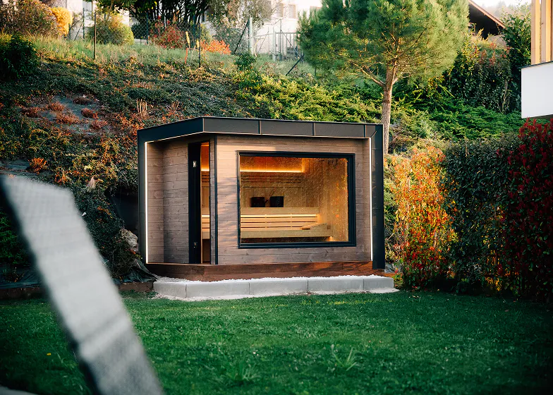 Cabine sauna bois intérieur, artisan charpentier Thonon-les-Bains